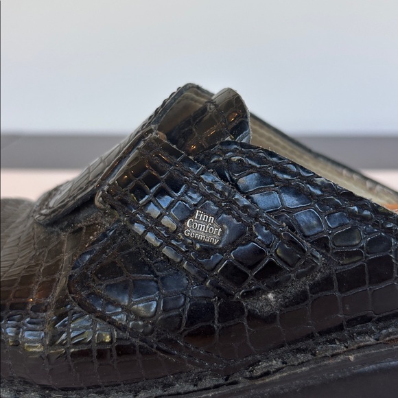 Finn Comfort Black Snakeskin Embossed Leather Mule /Clog /Slip-one. Size 8. - Picture 6 of 8